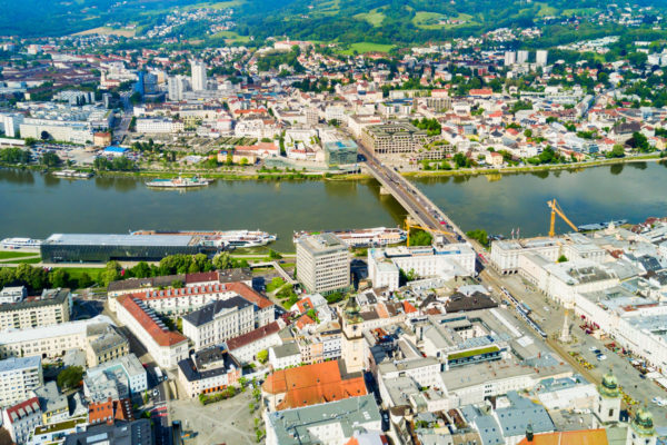 Linzer Innenstadt Vogelperspektive