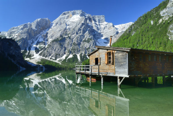 Italien Südtirol Braies See Haus