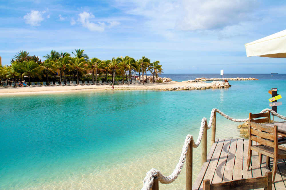 Curacao Steg Wasser Palmen