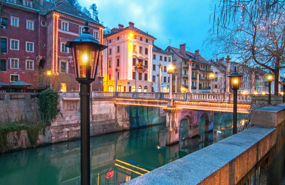 Slowenien Ljubljana Abend