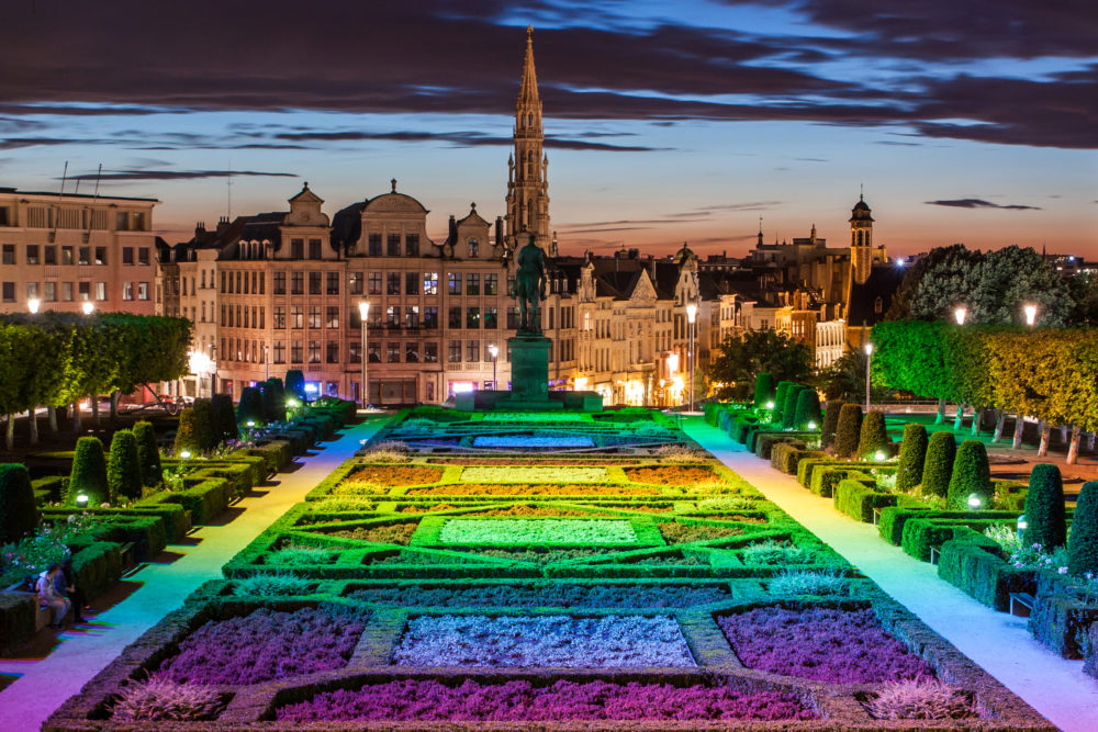 Cityscape,Of,Brussels,From,Monts,Des,Arts,At,Dusk